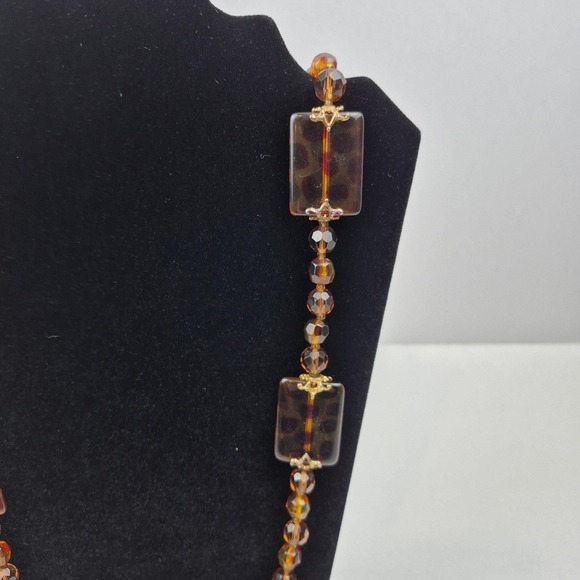 Joan Rivers Tortoise Lucite Bead Necklace 39" Long Gold Tone Statement Signed - Picture 6 of 12